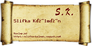 Slifka Kálmán névjegykártya